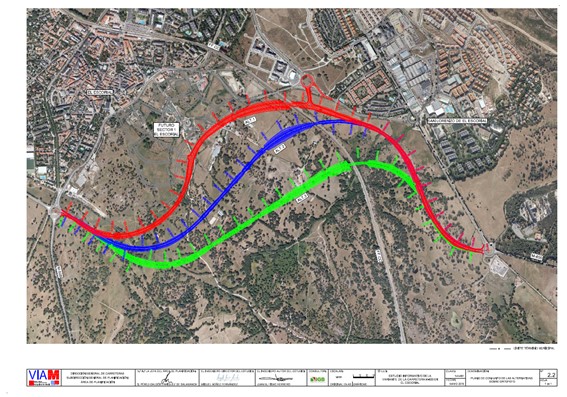 Plano Conjunto de las Alternativas a la Variante de M600 en El Escorial - Territorio histórico de la Cerca de Felipe II